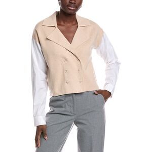Naadam Cashmere Womens Naadam Mixed Media Cashmere-Blend Cardigan, Beige